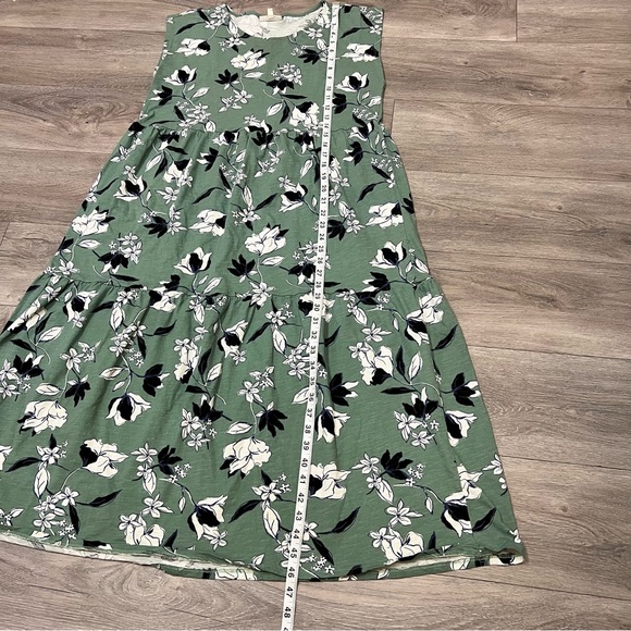 Vintage Women XL Studio B Green and Black Sleeveless Floral Flower Flow Dress - Picture 8 of 8